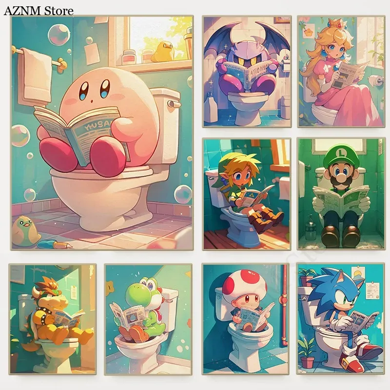 Home Decor Games Free - Engraçado banheiro dos desenhos animados cartaz