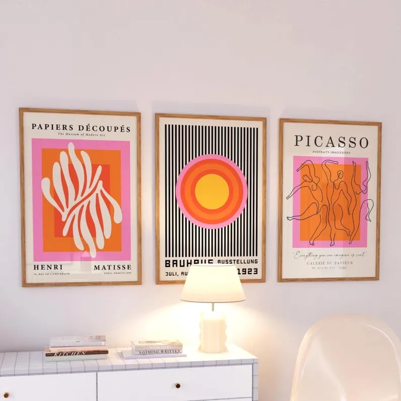 Home Decor Foto - 3 peças de arte moderna laranja