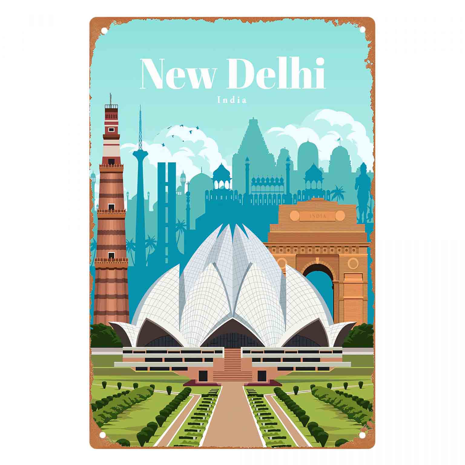 Home Decor Delhi - Placa de Metal Decorativa 2D Plana