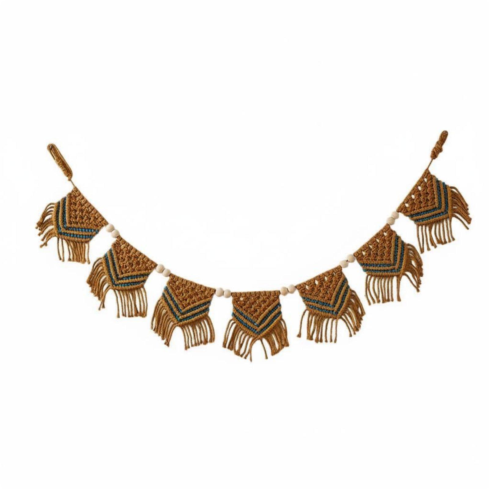 Home Decor Garland - Tapeçaria de Algodão com Franjas Boêmias,