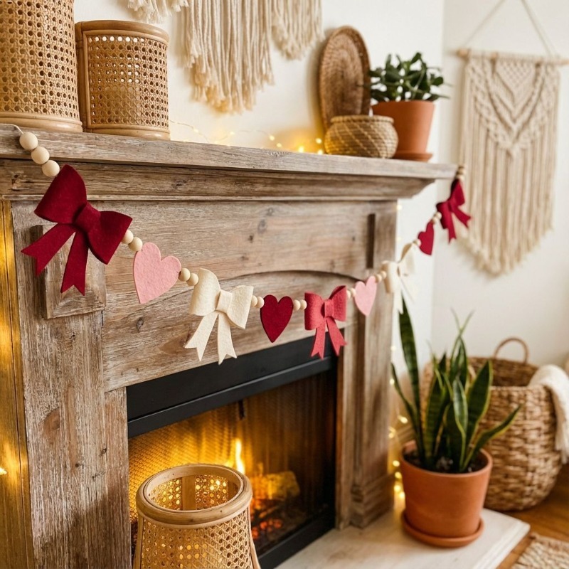 2026 novo vermelho rosa coraçã - Home Decor Garland avaliação e preço