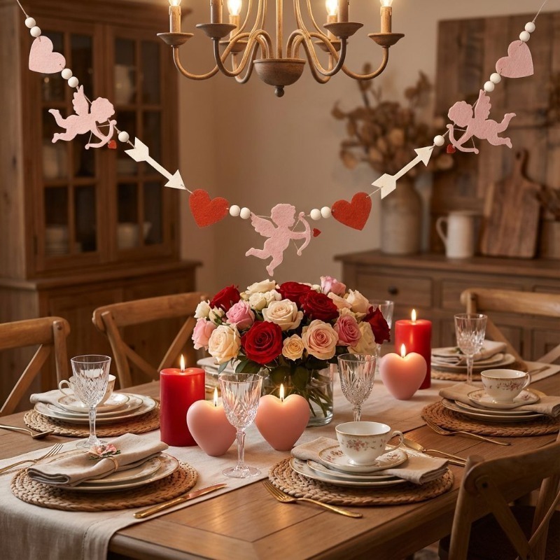 2026 novo vermelho rosa coraçã - Home Decor Garland avaliação e preço