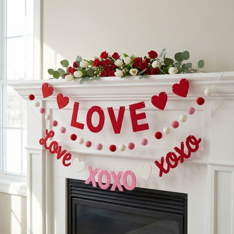 2026 novo vermelho rosa coraçã - Home Decor Garland avaliação e preço